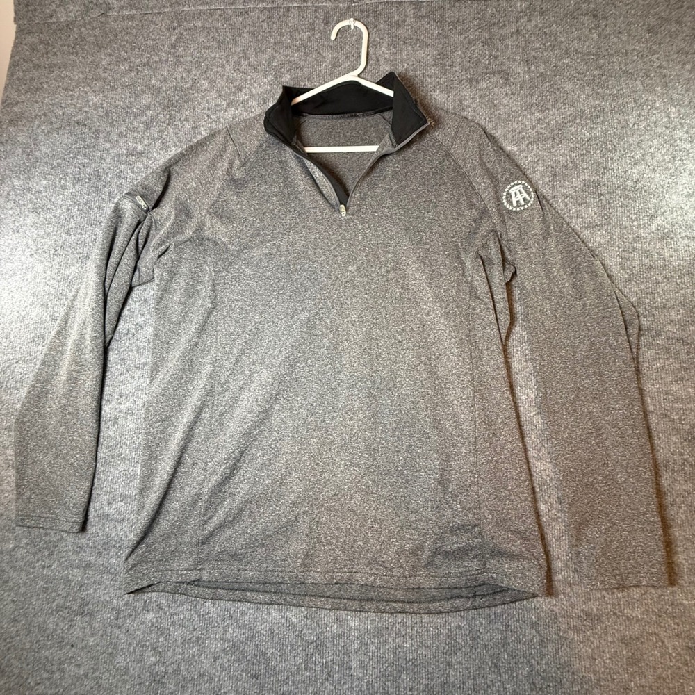 UNRL Elite Mens XL Quarter Zip Pullover Heather Gray Barstool Sports Logo Sleeve